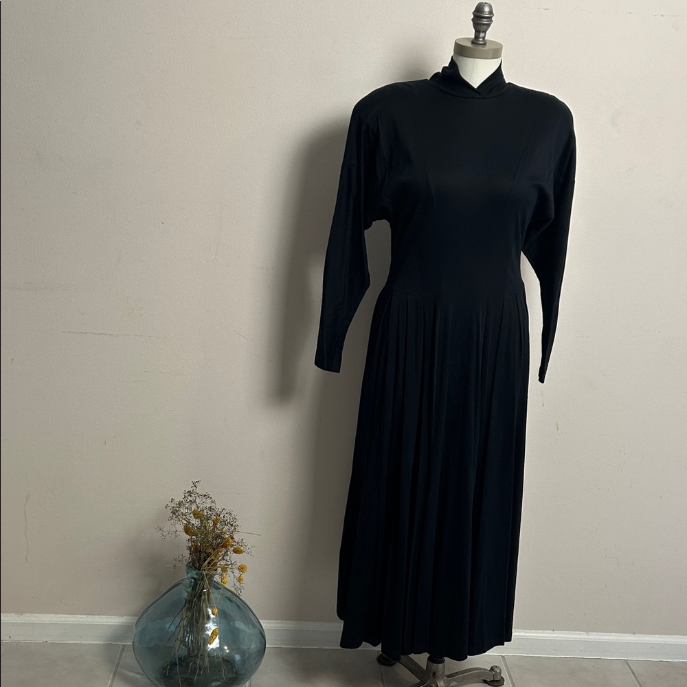 Vintage Joanie Char Black Victorian Gothic Pleated Waist Maxi California size 6